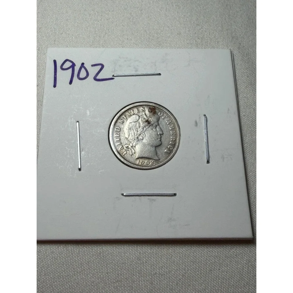 1902 Barber Dime US Silver Coin 10C United States Liberty Head Ten Cents